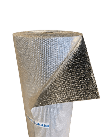 Isolatiefolie op rol 150cm x 50m x 4mm (aluminium + bubbelfolie)